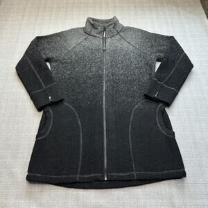 Ombré Wool Blend Zip‎ Jacket Black Gray Large Outdoor Cozy Layer Akini